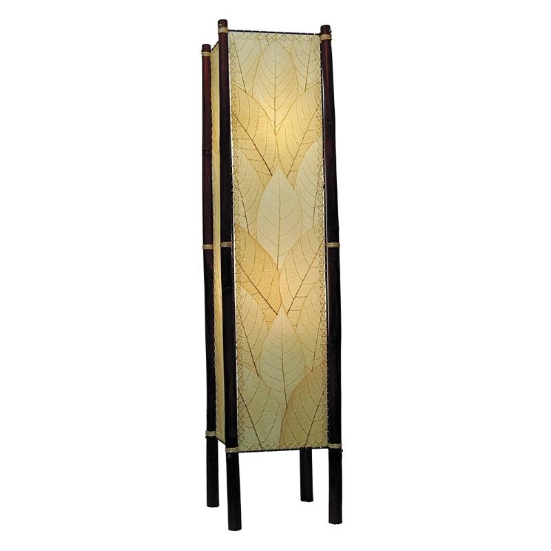 Handcrafted Rattan and Cocoa Leaves Floor Lamp - Natural